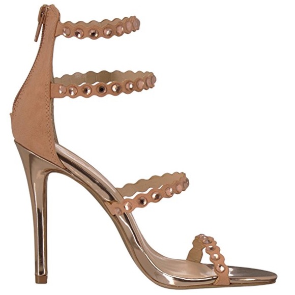 Blush Metal Studs Strappy Stiletto Heel Sandal - Picture 6 of 7